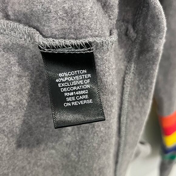 Torrid Gray Cozy Fleece Shift Dress with Rainbow Cuffed Sleeves Tie Waist 1X - Picture 8 of 9